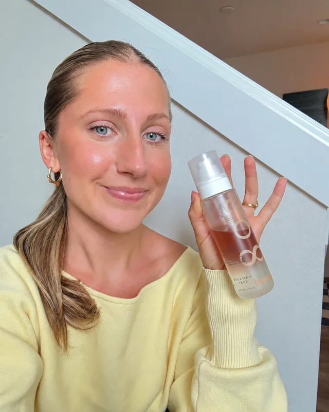 A creator sharing Beekman 1802 skincare