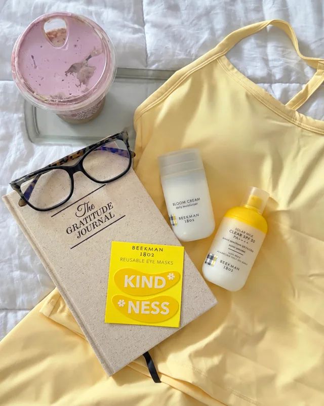 Beekman 1802 skincare, a gratitude journal, and a kindness-themed community gift